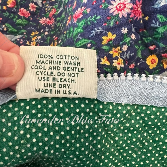 Vintage VERA BRADLEY Bluebird 1998 Original Duffle Bag Blue Green Floral Quilted - Picture 12 of 14